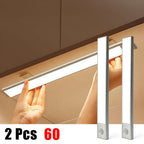 Luces LED para bajo mueble Setonr con carcasa de aleación de aluminio, luz con sensor de movimiento a pilas recargables para uso en interiores, luces magnéticas regulables para armario, iluminación inalámbrica para bajo mostrador para cocina, escaleras, d