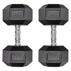 Juego de 2 Mancuernas Hexagonales de 20 kg cada una, con Revestimiento Antideslizante, Mango Ergonómico, de Goma Poli, para Entrenamiento con Pesas