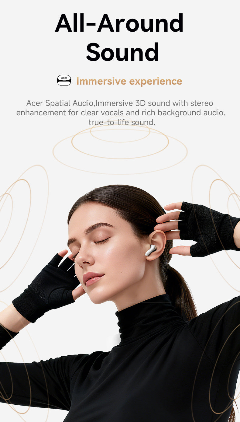 Auriculares Bluetooth | [Acer Oficial Original] 2026 Nuevos Auriculares Inalámbricos Estéreo TWS con Cancelación Activa de Ruido ANC, Reducción