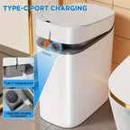Cubo de basura de 14 litros/13.25 L con sensor sin contacto y tapa - Papelera de residuos activada por movimiento sin manos, funcionamiento higiénico adecuado para baño, dormitorio, oficina, hogar, cubo de plástico rectangular compacto para espacios peque