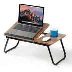 Mesa plegable para cama y sofá con altura ajustable de 5 niveles, bandeja con superficie ajustable y portavasos, mesa pequeña multifunción para ordenador, libros, trabajo y estudio en casa (56x32x25cm)