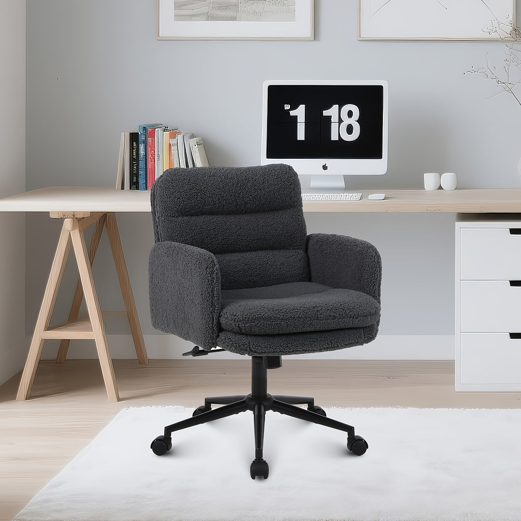 Sillas de oficina | Silla de Oficina, Silla de Maquillaje de Faux Fleece, Silla Giratoria Cómoda, Silla Ergonómica de Oficina, Altura Ajustable