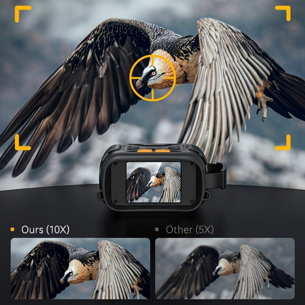 Binoculares de Visión Nocturna - Cámara con Zoom Digital 10X, Alcance de 800m, USB/Recargable, Pantalla Grande de 2.8", Binoculares HD Profesionales de Viaje de Aventura, Binoculares Portátiles Ligeros de Mano para Adultos - Ideales para Caza, Camping y V
