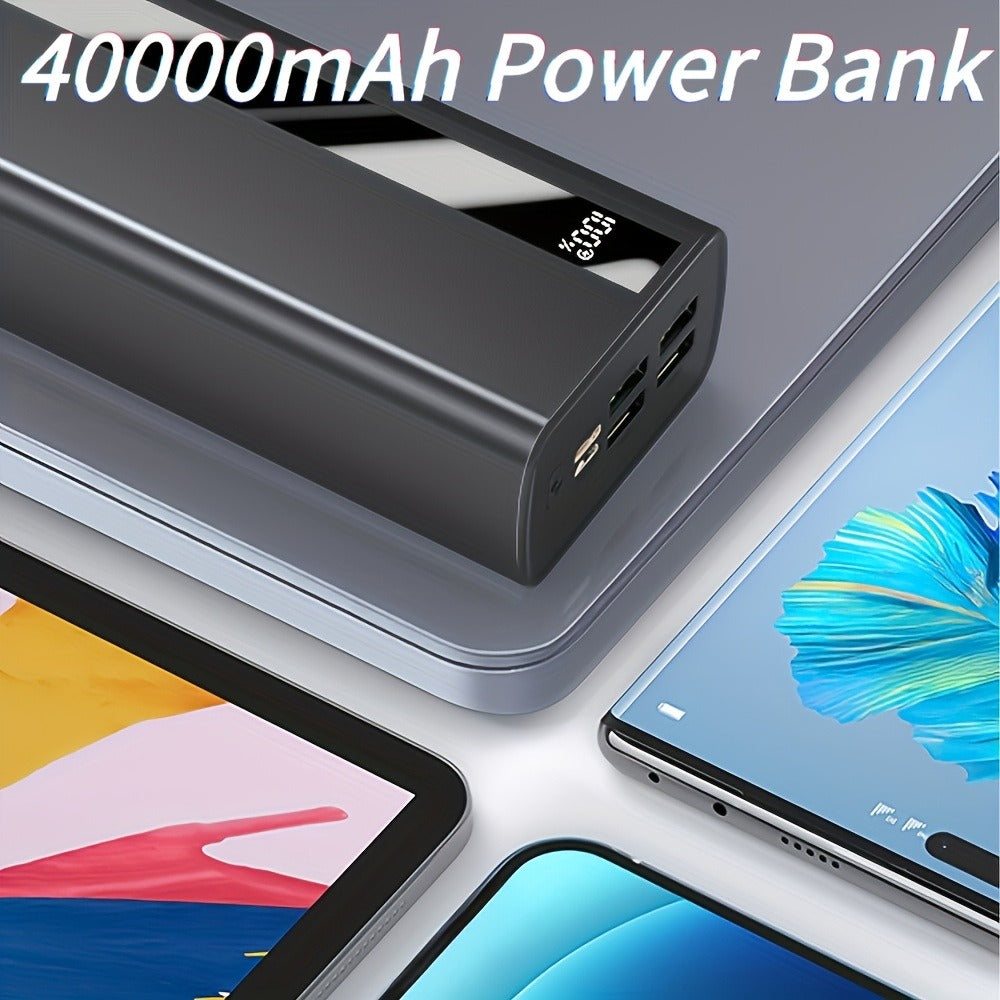 40000mAh Power Bank Cargador Portátil - Soporte PD 22.5W y QC4.0 Carga Rápida con 2 Cables de Salida Integrados y Pantalla LED para iPhone, Teléfonos Android y la Mayoría de Dispositivos Electrónicos
