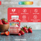 Gomitas multivitamínicas Vitastrong, 120 gomitas, 13 vitaminas y minerales, suplemento dietético para adultos, fórmula 100 % vegana, sin gluten, sin lactosa, sin sacarosa