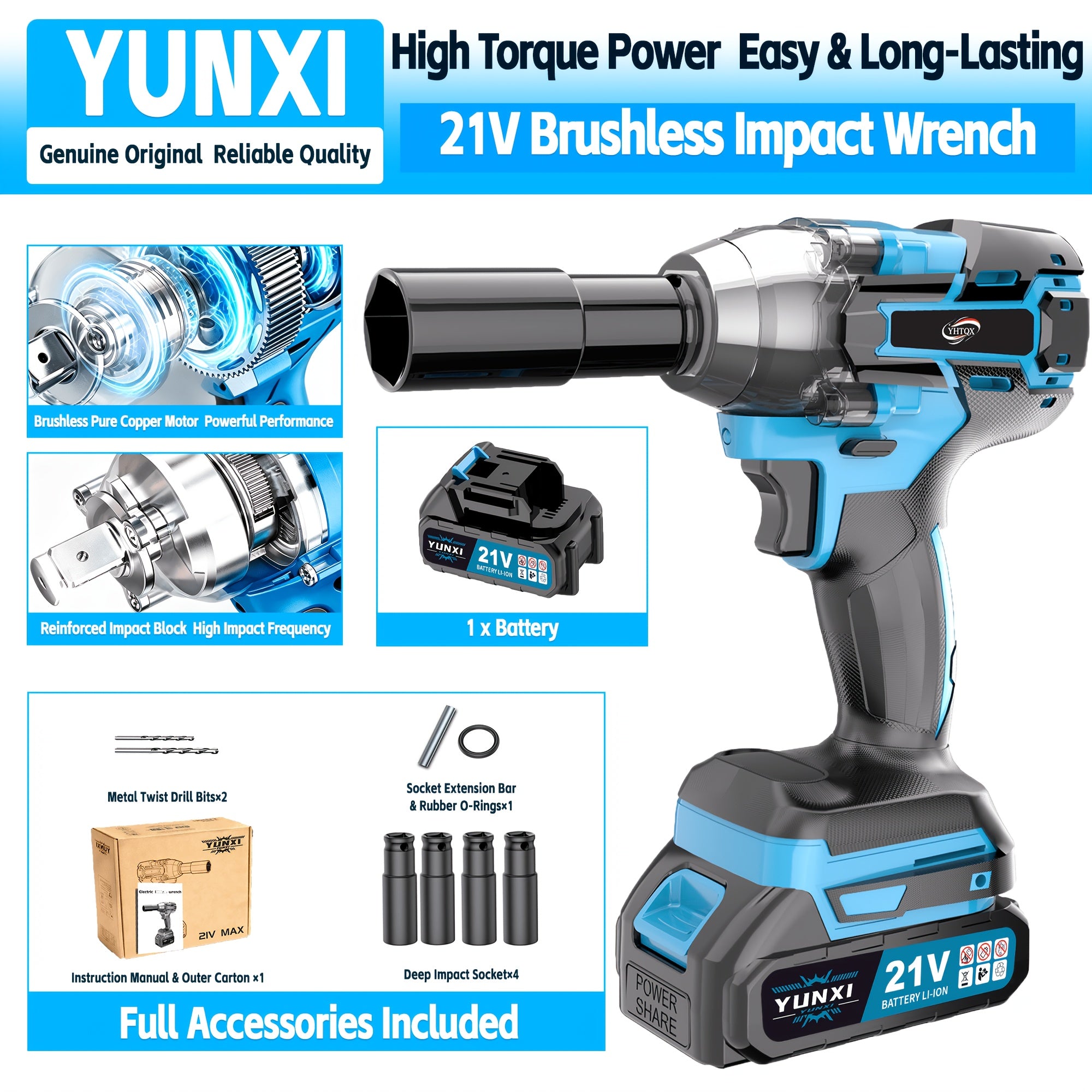 Llaves de impacto inalámbricas, Llaves de impacto de alto torque, Juegos de llaves inalámbricas, Equipadas con baterías, Baterías recargables. Brocas inalámbricas, Destornilladores compatibles con automóviles, Mecánicos de reparación de motocicletas, Entu