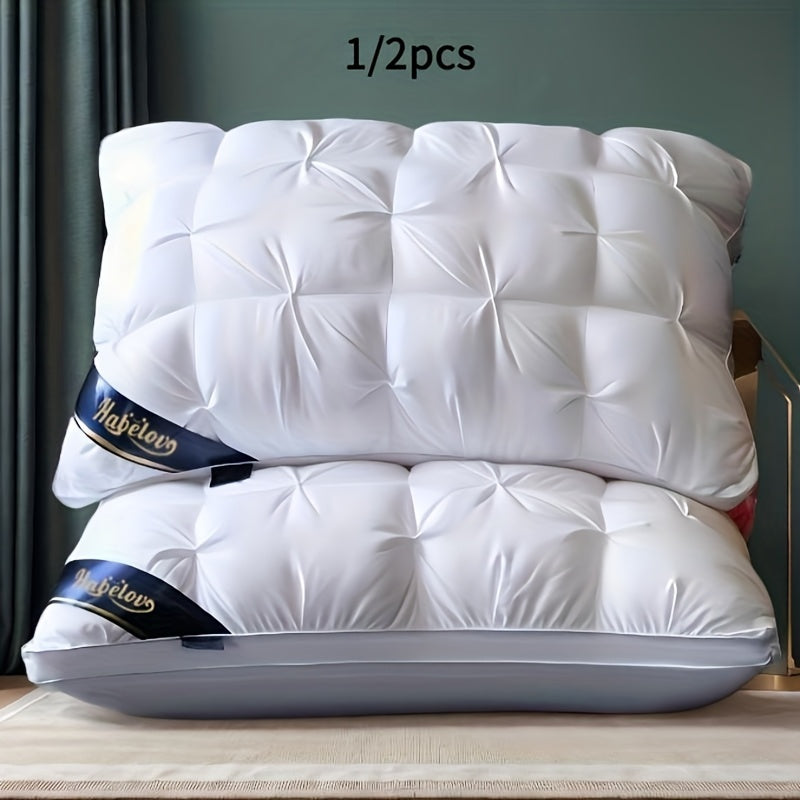 1/2 piezas Almohada de lujo tipo hotel para cama - Diseño ergonómico para quienes duermen de espalda, de lado y de estómago, solo lavado a mano, multiusos para el hogar y viajes, sueño cómodo, diseño de almohada elegante, relleno de alta densidad de 1000g
