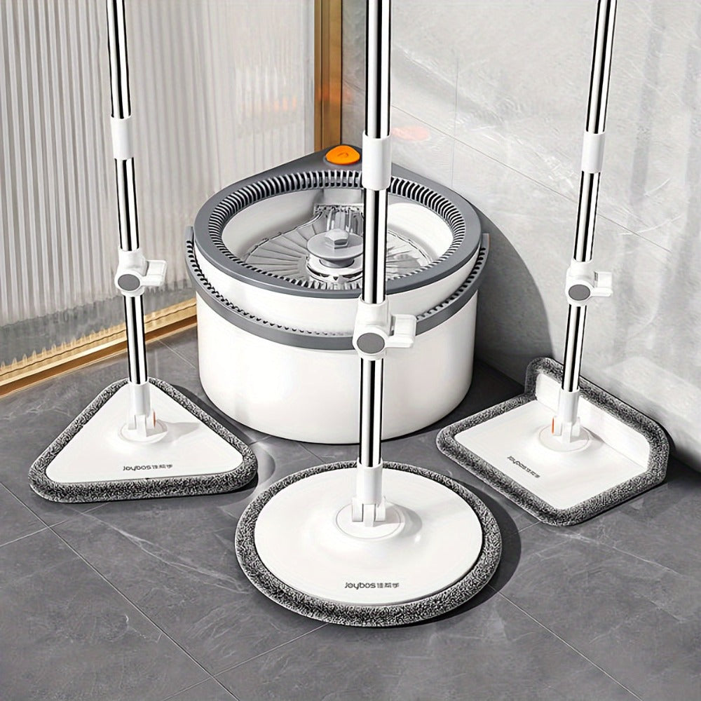 Juego de Mopa Giratoria Joybos y Cubo con Escurridor para el Hogar, Separación de Aguas Residuales, Mopa y Cubo de Lavado Sin Manos, con Tres Tipos de Cabezales de Mopa, Mopa Perezosa Giratoria para Suelos, Uso Seco y Húmedo, Perfecto para el Hogar, Cocin