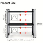 Estante para Microondas de 3 Niveles Extensible con 6 Ganchos, Estante de Cocina, Organizador de Especias, Organizador de Gabinete para Cocinas, , Extensible de 40 a 64 cm