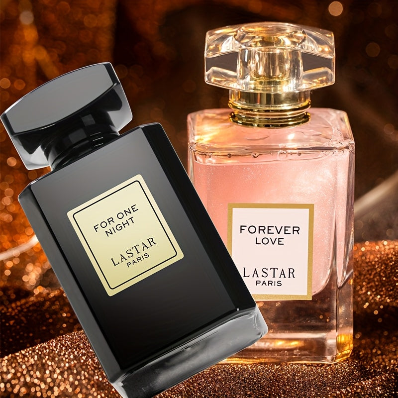 LASTAR Juego de 2 botellas de Eau de Parfum para mujer, 55 ml de perfume Shimmy Pink con delicado aroma floral, 55 ml de elegante botella negra con aroma  y especiado, fragancia de larga duración, regalos de Navidad/Año Nuevo (paquete de 2)