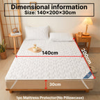 1 Protector de colchón acolchado impermeable, funda de colchón transpirable con correas elásticas para cubre cama (sin funda de almohada), topper de colchón antideslizante para todas las estaciones