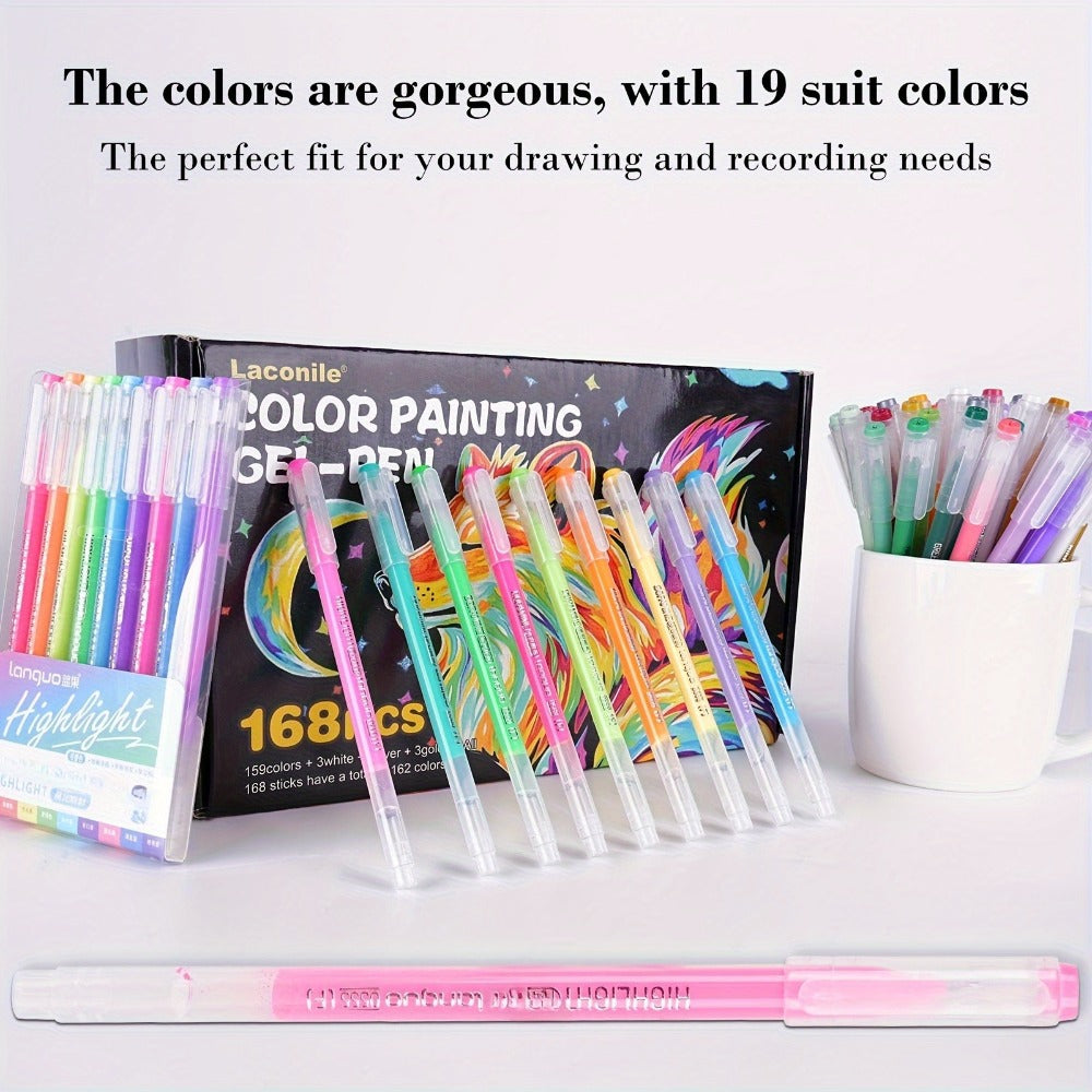 Bolígrafos y rotuladores | Set de Bolígrafos de Escritura a Mano de 168 COLORES con Colores Intensos, Ideal para Cuadernos, Pintura, para Tomar