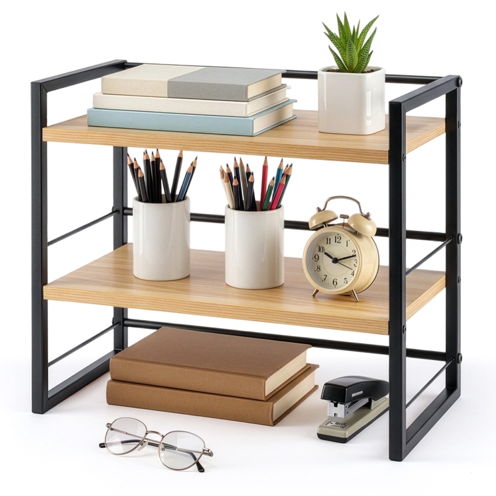 Organizador de estante de escritorio de madera, estantería de escritorio de oficina, estante de almacenamiento y decoración de gabinete, estante para escritorio y tocador, accesorio de estantería, estante de almacenamiento