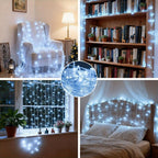 Guirnalda de luces LED de hadas de 100 m + 5 m de largo, 1000 cuentas LED, enchufe de salida de 31 V, luces LED de hadas para árbol de Navidad alimentadas por corriente con temporizador, función de memoria, 8 modos, decoraciones iluminadas para festividad