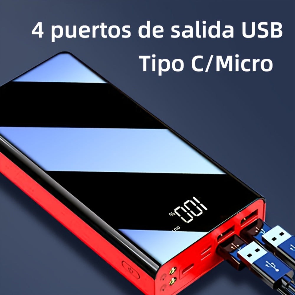 Batería Externa Portátil de Gran Capacidad de 50000mAh con Carga Súper Rápida, con Pantalla LED Digital/Doble Iluminación, 4 Interfaz USB, Tipo-C/Micro, Puede Cargar Múltiples Dispositivos al Mismo Tiempo, Paquete de Batería de Respaldo de Energía de Emer