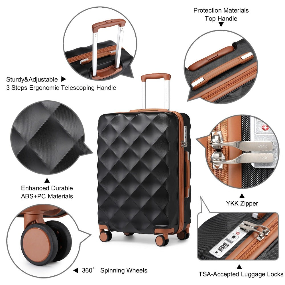 Maleta Mediana de 24" con 4 Ruedas, Ligera de ABS+PC con Carcasa Dura, Maleta de Facturación con Cerradura TSA Incorporada, Regalo de Vacaciones para el Regreso a Clases, Ruedas Giratorias Silenciosas 360°, Cremallera Duradera, Asa Telescópica, Diseño Ant