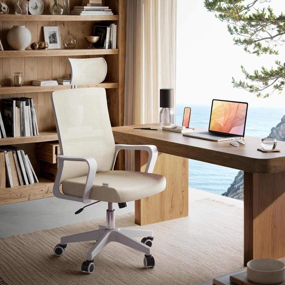 RELAXTY Silla de Oficina Ergonómica – Ajustable y Reclinable con Reposacabezas, Soporte Lumbar, Malla Transpirable y Ruedas 360° | Soporta Hasta 100 kg