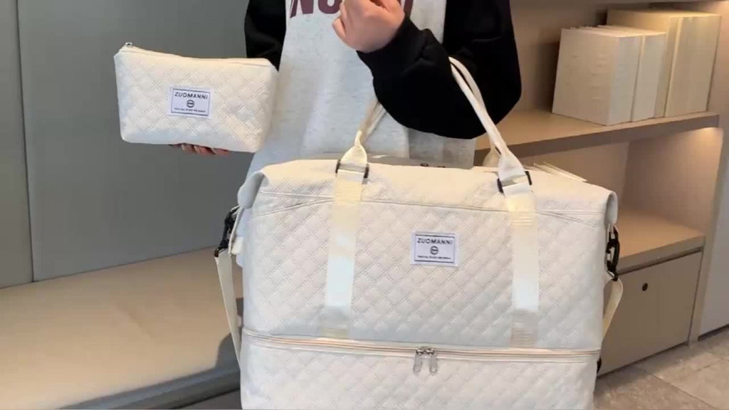 Juego de Bolsos para Mujer: Combinación de Bolso de Viaje y de Gimnasio de Gran Capacidad, Bolso con Estampado de Letras, Regalo de San Valentín, Bolso de Equipaje Multifuncional, Bolso de Mano Cosido para Viajes de Corta y Larga Distancia, Compartimento