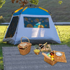 Alfombra para toldo antideslizante, alfombra de camping para exteriores, varios tamaños, suelo para tienda de campaña para caravana/motorhome con bolsa de transporte, orificios de fijación y clavijas (Gris Azul)