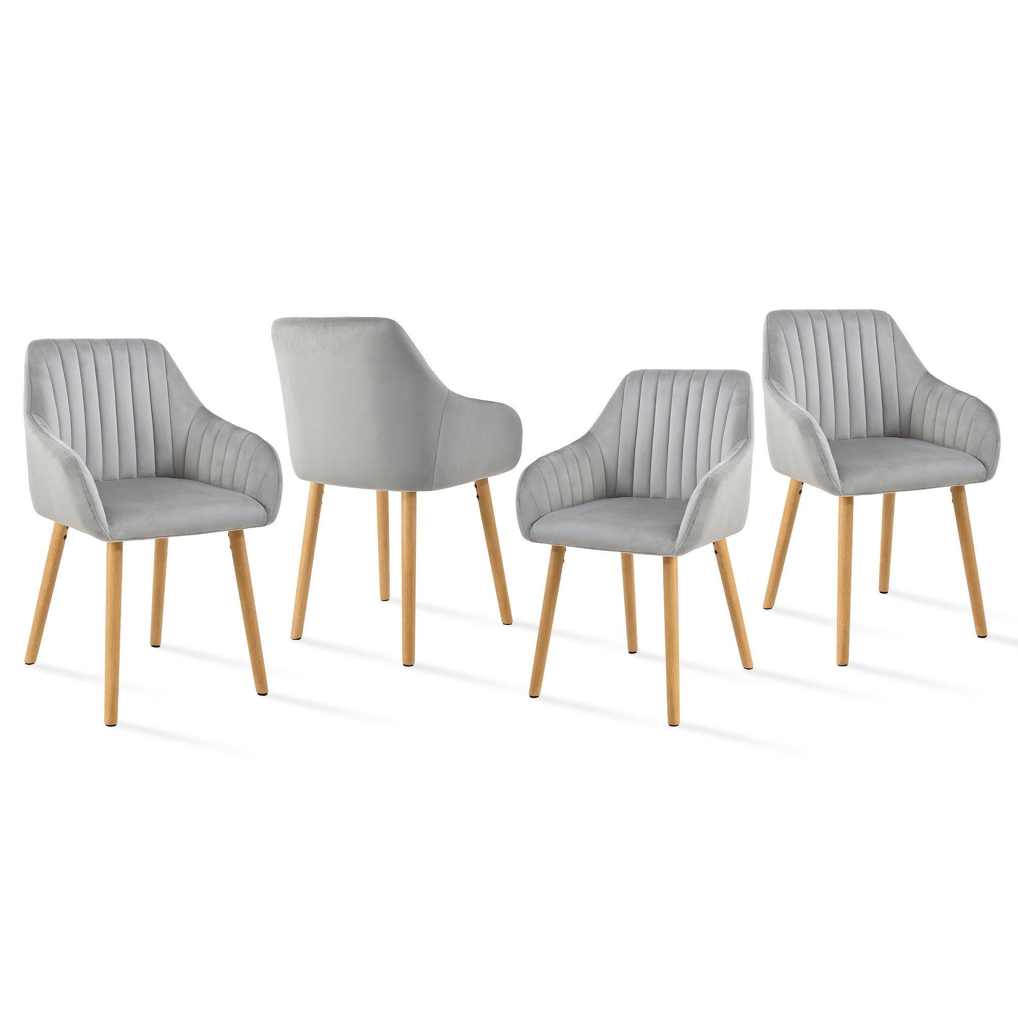 Juego de 2/4/6 sillas de comedor minimalistas con cómodo respaldo, reposabrazos y patas de madera