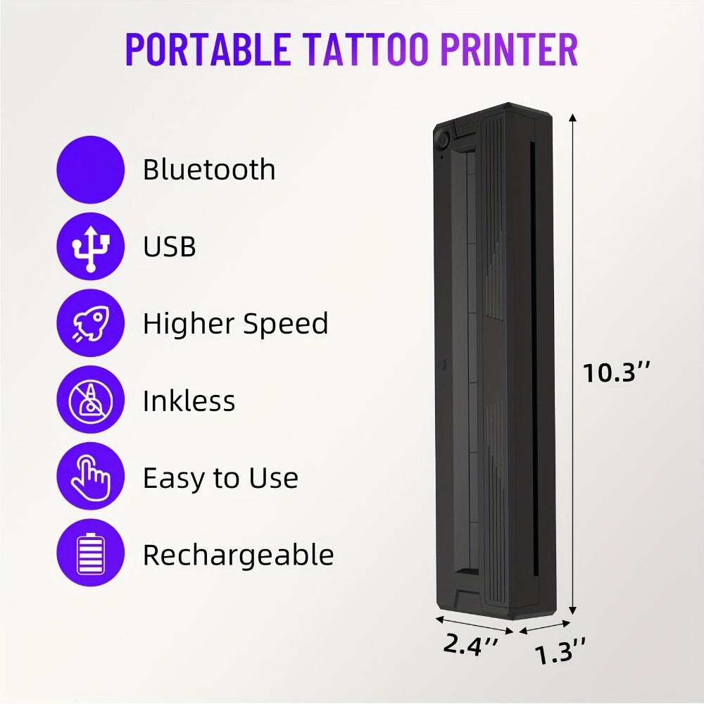 Impresoras Portátiles Inalámbricas para Viajes, Impresora Térmica Inalámbrica Mini sin Tinta Mejorada Compatible con Android, IOS y Portátil, Soporta 21.59cm X 27.94cm Carta de EE. UU. y A4, Impresora Móvil Pequeña Portátil para Viajes y Hogar (con 3 hoja