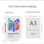 Una carpeta para guardar archivos de arte de pintura de diamantes de imitación A3/4K, con 30 protectores de página interiores para accesorios de pintura de diamantes de imitación (42.5 x 30.3 cm) (56 x 41.5 cm)