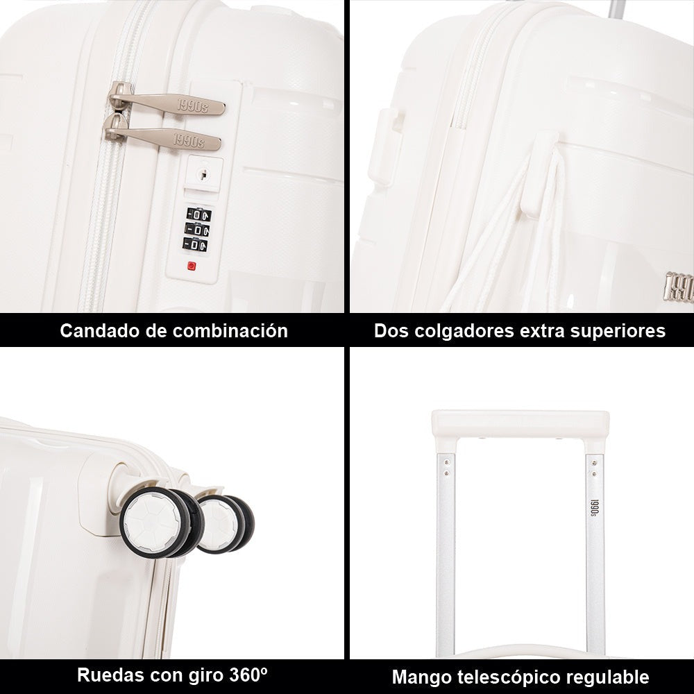Maleta de cabina de 55x38x22cm (44L) de polipropileno - Candado incorporado - 20 pulgadas