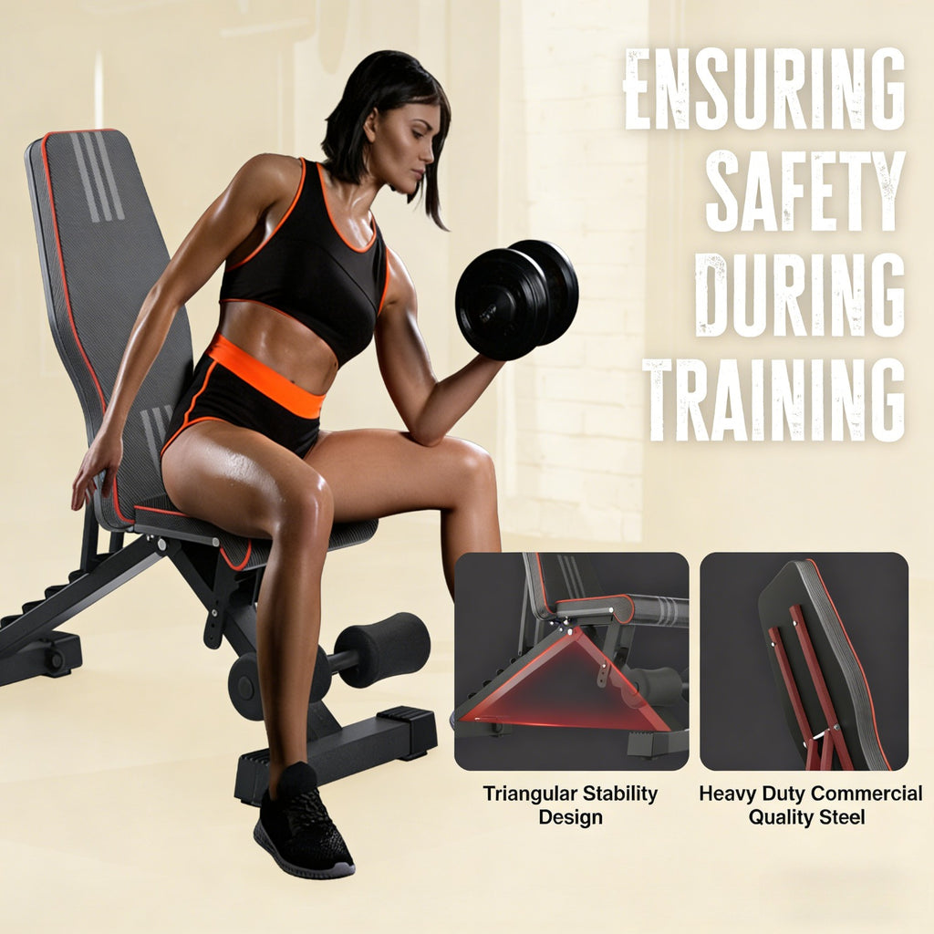 Banco de pesas ajustable para gimnasio en casa - Banco de entrenamiento con pesas plegable con posiciones inclinada, declinada y plana, plegado rápido y ajustes veloces, apto para entrenamiento de fuerza de cuerpo completo, banco compacto para entrenamien