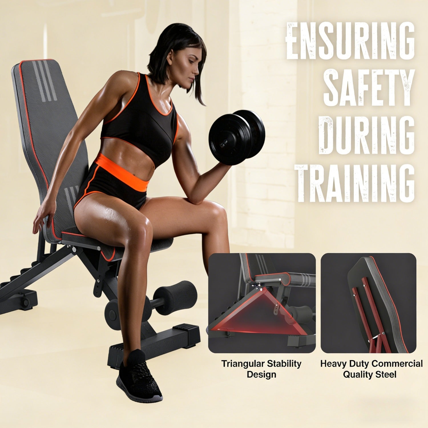 Banco de pesas ajustable para gimnasio en casa - Banco de entrenamiento con pesas plegable con posiciones inclinada, declinada y plana, plegado rápido y ajustes veloces, apto para entrenamiento de fuerza de cuerpo completo, banco compacto para entrenamien
