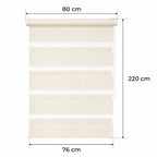 Cortina Opaca Día y Noche - BEIGE - 32 Tamaños - BOJANEK DÍA & NOCHE - No Invade la Ventana, Instalación Sin Taladrar, Regulación por Cadena, Soportes Ajustables para Diferentes Grosores de Ventana, Diseño Moderno, Protección Contra la Luz y la Privacidad