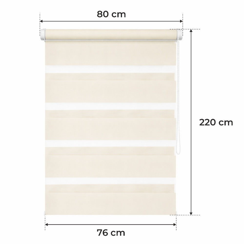Cortina Opaca Día y Noche - BEIGE - 32 Tamaños - BOJANEK DÍA & NOCHE - No Invade la Ventana, Instalación Sin Taladrar, Regulación por Cadena, Soportes Ajustables para Diferentes Grosores de Ventana, Diseño Moderno, Protección Contra la Luz y la Privacidad