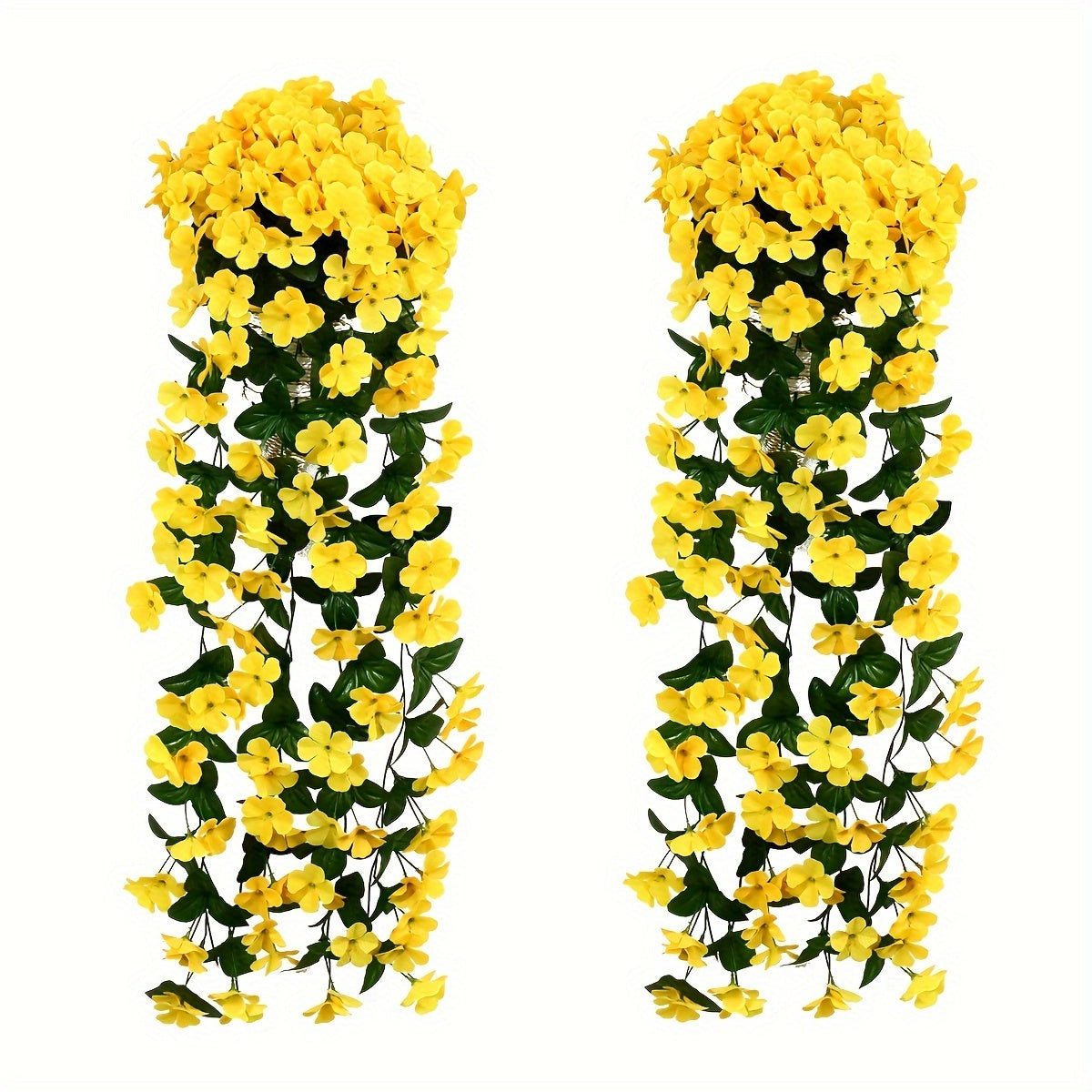 2 piezas de flores colgantes, flores colgantes de simulación artificial en 10 colores con flores exuberantes, resistentes a los rayos UV, plantas artificiales realistas, adecuadas para la decoración de jardines, oficinas y hogares al aire libre, ideales p