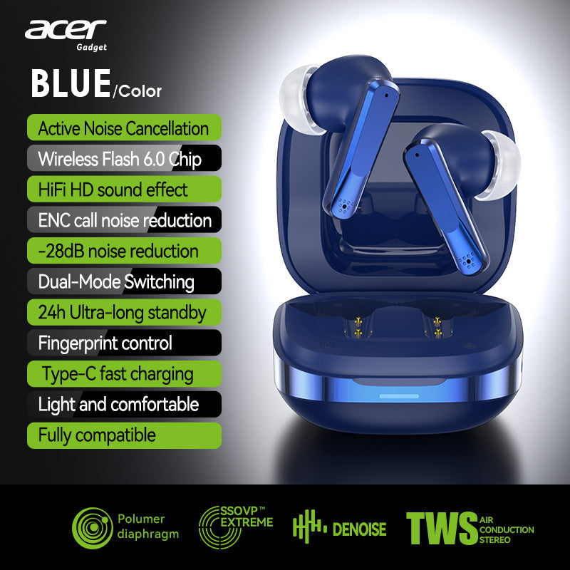 Auriculares Bluetooth | Auriculares inalámbricos Acer Ohr646 originales y oficiales, intrauditivos, inalámbricos 6.0 ANC con reducción activa de