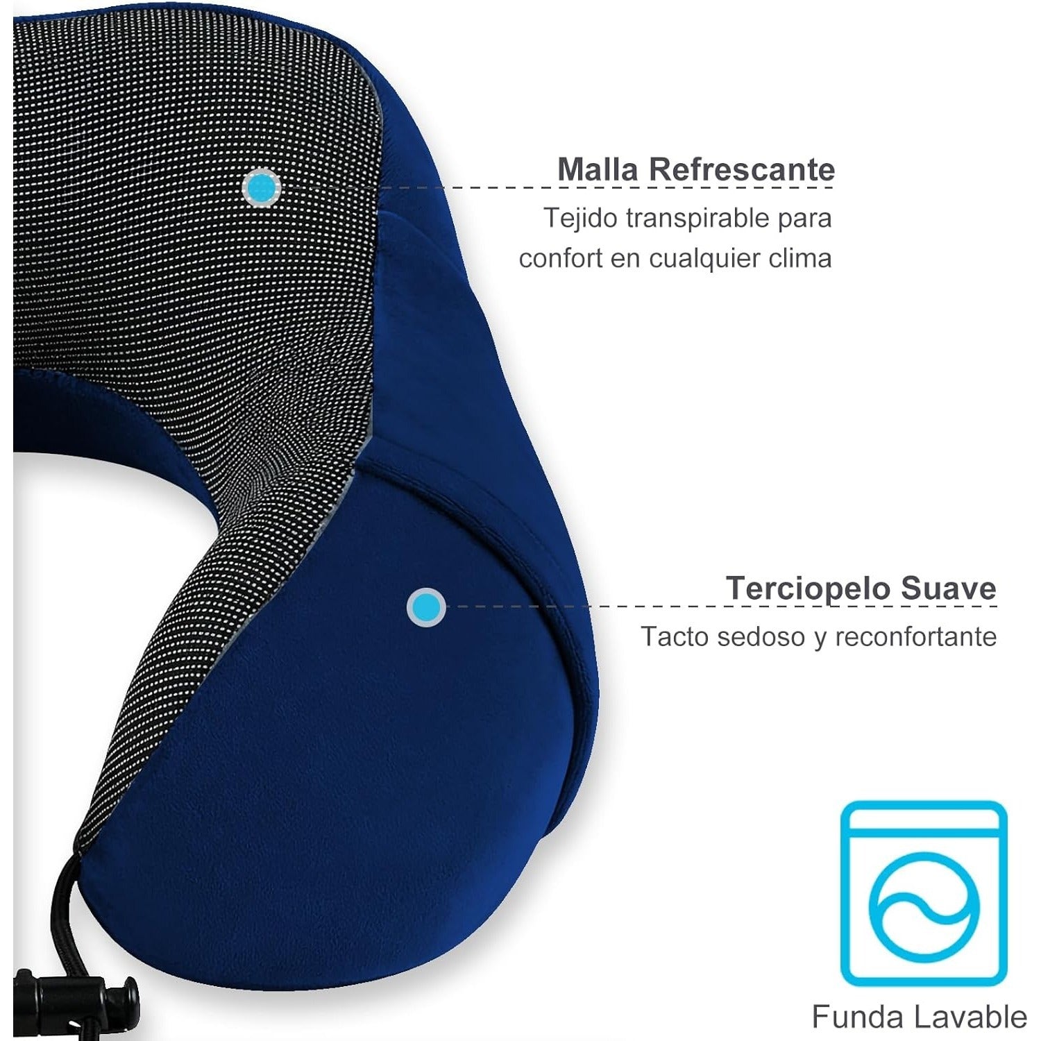 Una Almohada Cervical Ergonómica en Forma de U con Bolsa de Almacenamiento, Espuma de Memoria con Tecnología de Rebote Lento, Funda Lavable a Máquina, Ligera y Portátil para Avión, Oficina y Hogar, Apoya Cuello y Cabeza, Ideal para Siestas, Lectura y Ver