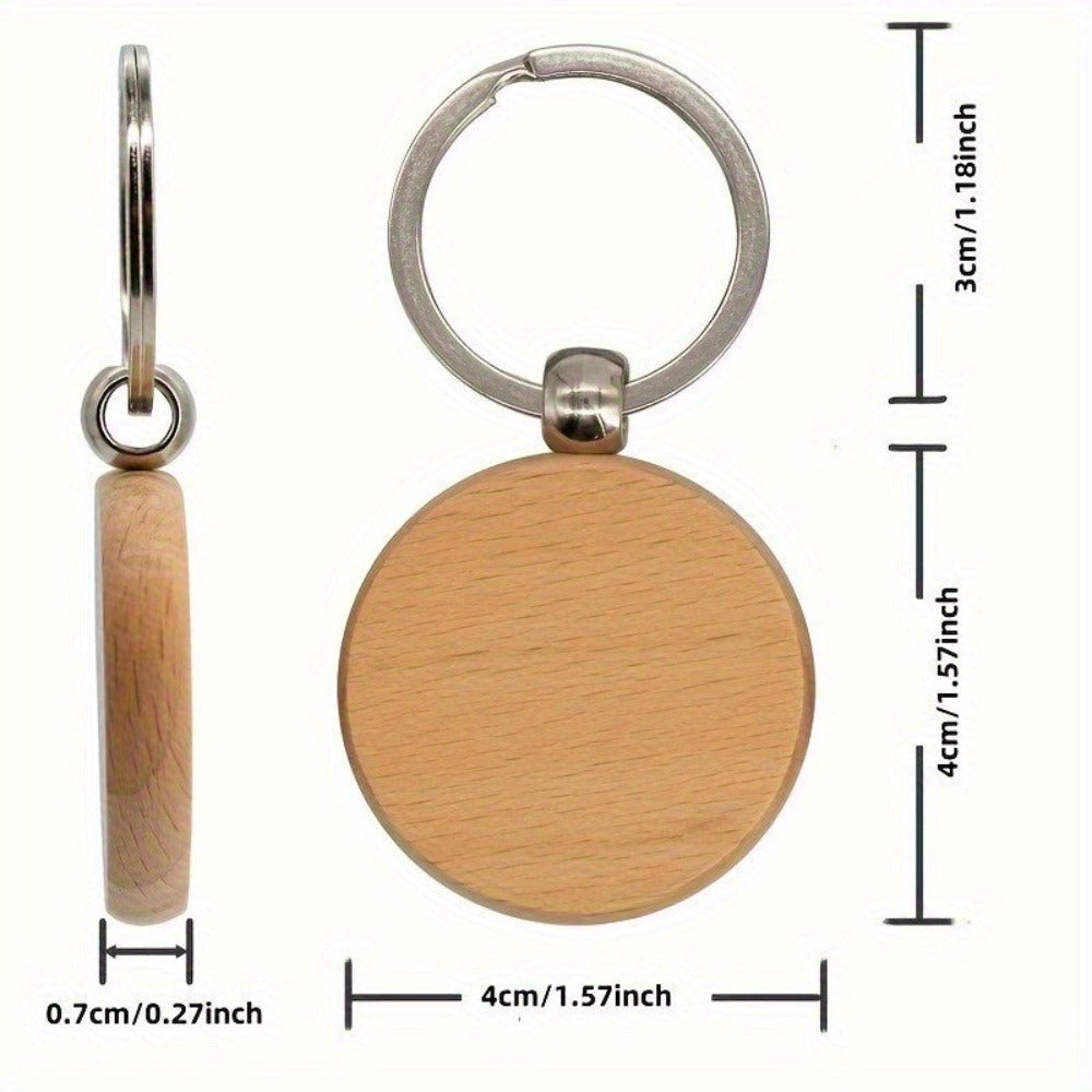 100 Llaveros de Madera Natural | Llaveros en Blanco Grabados con Anillos de Metal, Material de Madera Artesanal Color Caqui Clásico, Ideal para Regalos de Pascua, Día de San Valentín, Día de la Independencia, Carnaval, Llaveros Lindos, Diseño Fácil, Super
