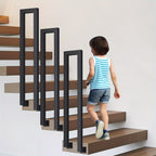 Pasamanos para escaleras interiores y exteriores, barandilla en U, barandilla de metal, pasamanos de escalera en forma de U, pasamanos de escalera para barandilla de balcón, negro.