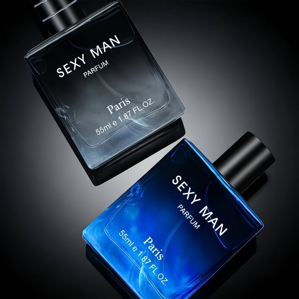 Set de Perfumes de 3 Opciones (Paquete de 2) (2 X 55 ml/1.8 oz) | Botellas con Degradado Negro/Azul | Aroma a Bergamota y Cuero | Perfecto para Inauguración de Casa y Uso Personal