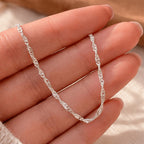 Collar de plata 925 para mujer – Cadena de plata trenzada elegante y minimalista – Cadena delicada para mujer, regalo de joyería