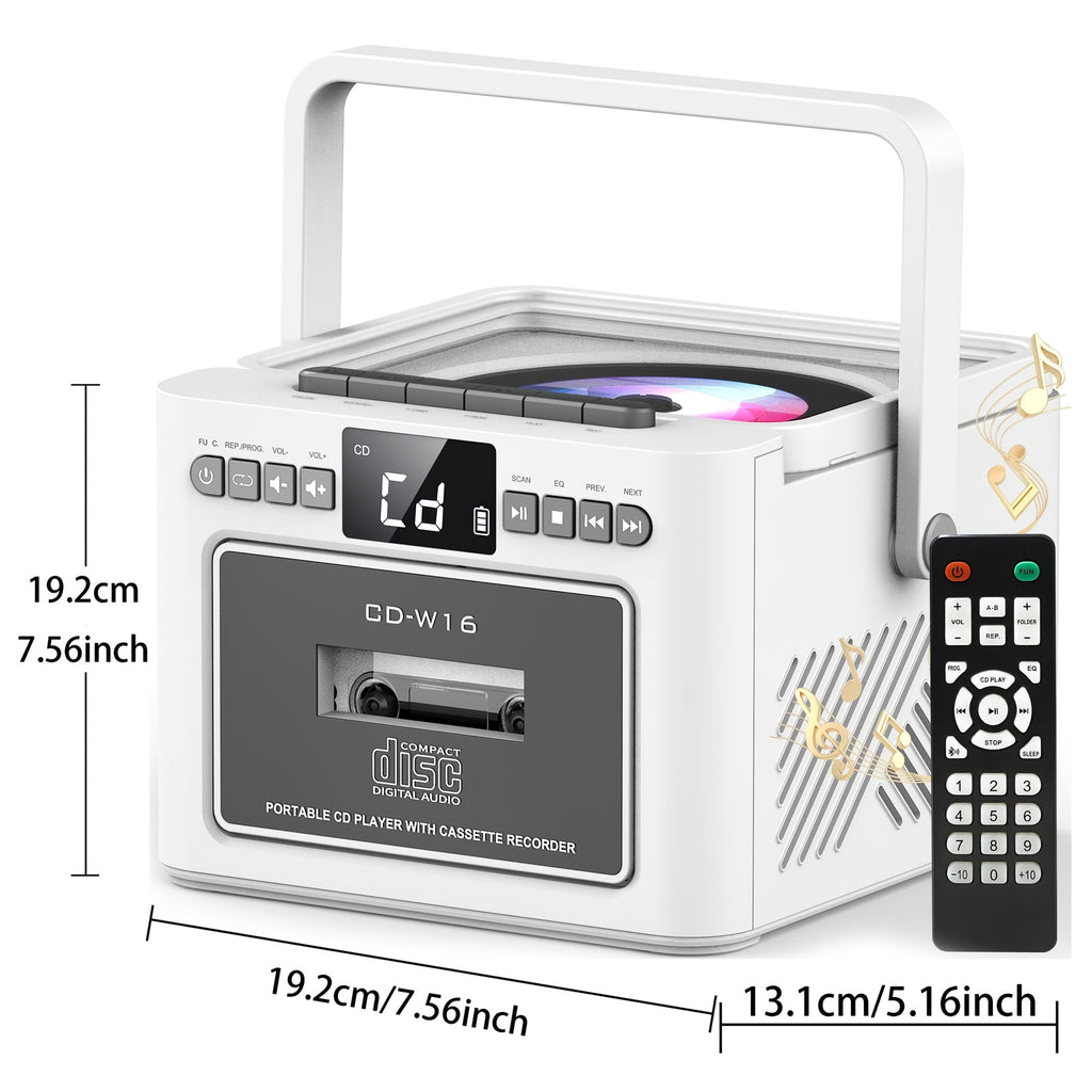 Reproductor portátil de CD y casete para música, radio y grabación