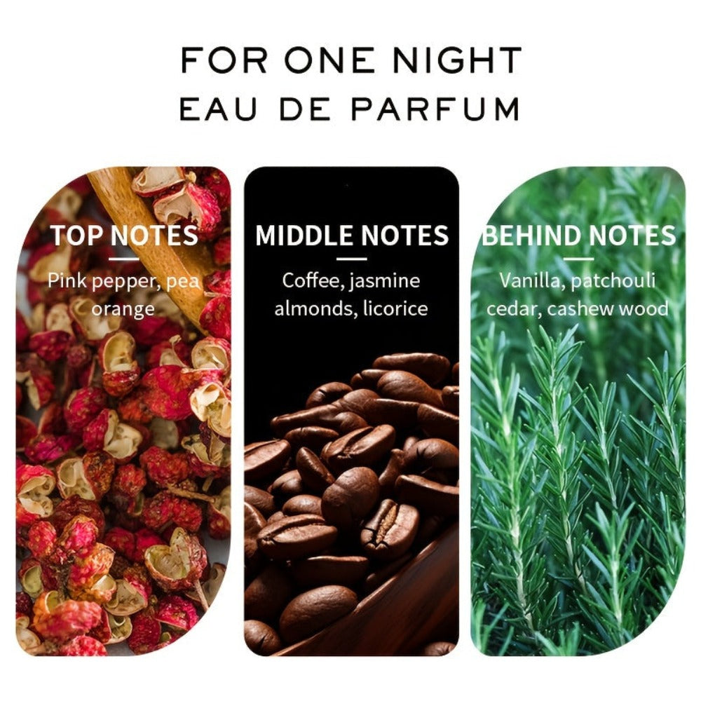Perfume EDP para hombre One Night, color - Café Árabe y Vainilla Crema, Pachulí y Nerolia, apto para uso nocturno/diurno, colonia de lujo de fragancia intensa y duradera, regalo para él, ocasiones formales, regalo de Navidad (55 ml)