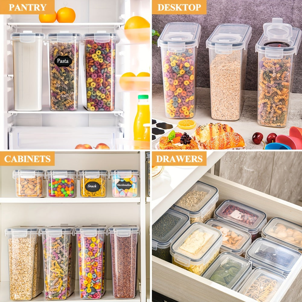 Juego de almacenamiento de cocina de alta gama de 32 piezas. Contenedor de almacenamiento sellado, utilizado para refrigeradores, salas de té y gabinetes. La opción ideal para harina, azúcar, pasta, granos y aditivos para pasteles. Incluye bolígrafo y eti