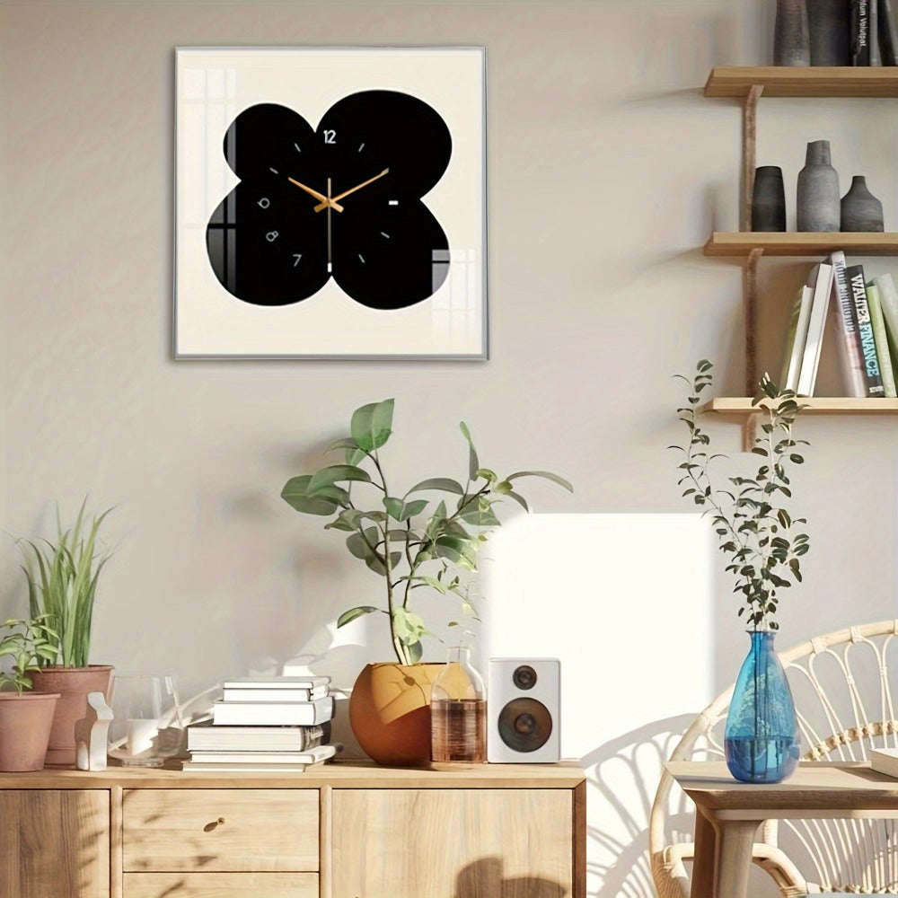 Reloj de pared floral - Pieza de arte única hecha a mano | Reloj de cristal cuadrado de 12 pulgadas | Movimiento silencioso sin tictac | Funciona con pilas | Decoración moderna para el hogar | Ideal para salas de estar, dormitorios y oficinas | Reloj anal
