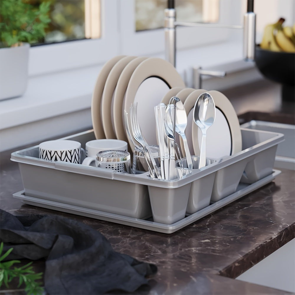 1pc Cesta de drenaje de cocina, escurridor de platos, escurridor de fregadero, gris, con soporte inferior para fregadero, base de bandeja de goteo, drenaje rápido, resistente y duradero, adecuado para escurrir platos, palillos y cucharas