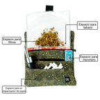 Pitillera tabaco de liar hombre y mujer tabaquera de cigarillos de PU y tela material hidrófugo forro impermeable con asa de mano