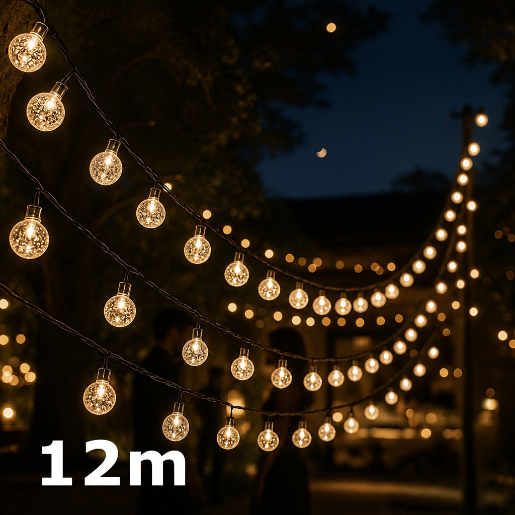 Guirnalda de luces para decoración de fiestas y exteriores | cristal