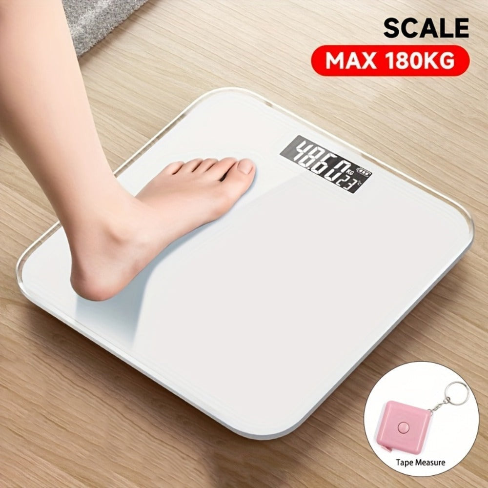 Báscula Inteligente para Peso Corporal, Báscula de Baño de Alta Precisión - Capacidad de 181.44 KG, Tecnología Step-On, Pantalla LCD - Alternación Entre Tres Unidades (St/Lb/Kg) - Plataforma Grande de 25.4cm (Sin Batería)