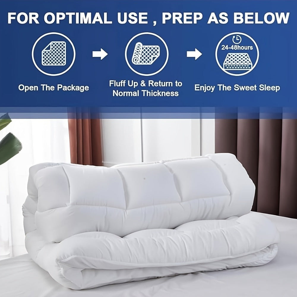 Cubrecolchón de 10 cm de calidad premium 1000 GSM, ultra suave, transpirable y cómodo para todas las estaciones, fácil de cuidar, lavable a máquina, con fuertes bandas elásticas, relleno de microfibra suave y cubierta 100% de microfibra, transpirable