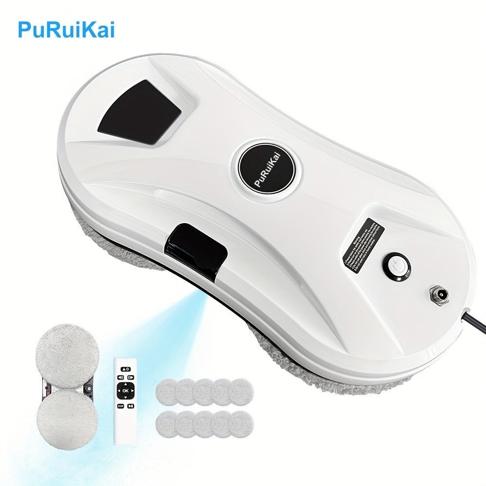 PuRuiKai 11 Almacén Local Robot Limpiador de Ventanas Inteligente, Robot Automático de Limpieza de Vidrios con Control Remoto y Rociado de Agua, Ideal para Hogar, Oficina, Edificios Altos, Regalo de Halloween y Navidad