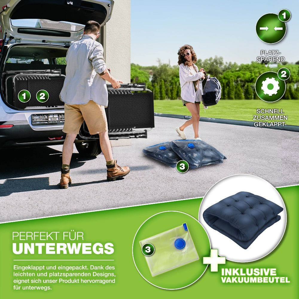 Tillvex® Tumbona Reclinable Plegable hasta 200Kg, Sillón de Sol para Jardín Exterior, Resistente a la Intemperie para Balcón, Jardín y Terraza, Ajustable con Acolchado Grueso, Reclinable, Extra Ancha, con Soporte para Bebidas