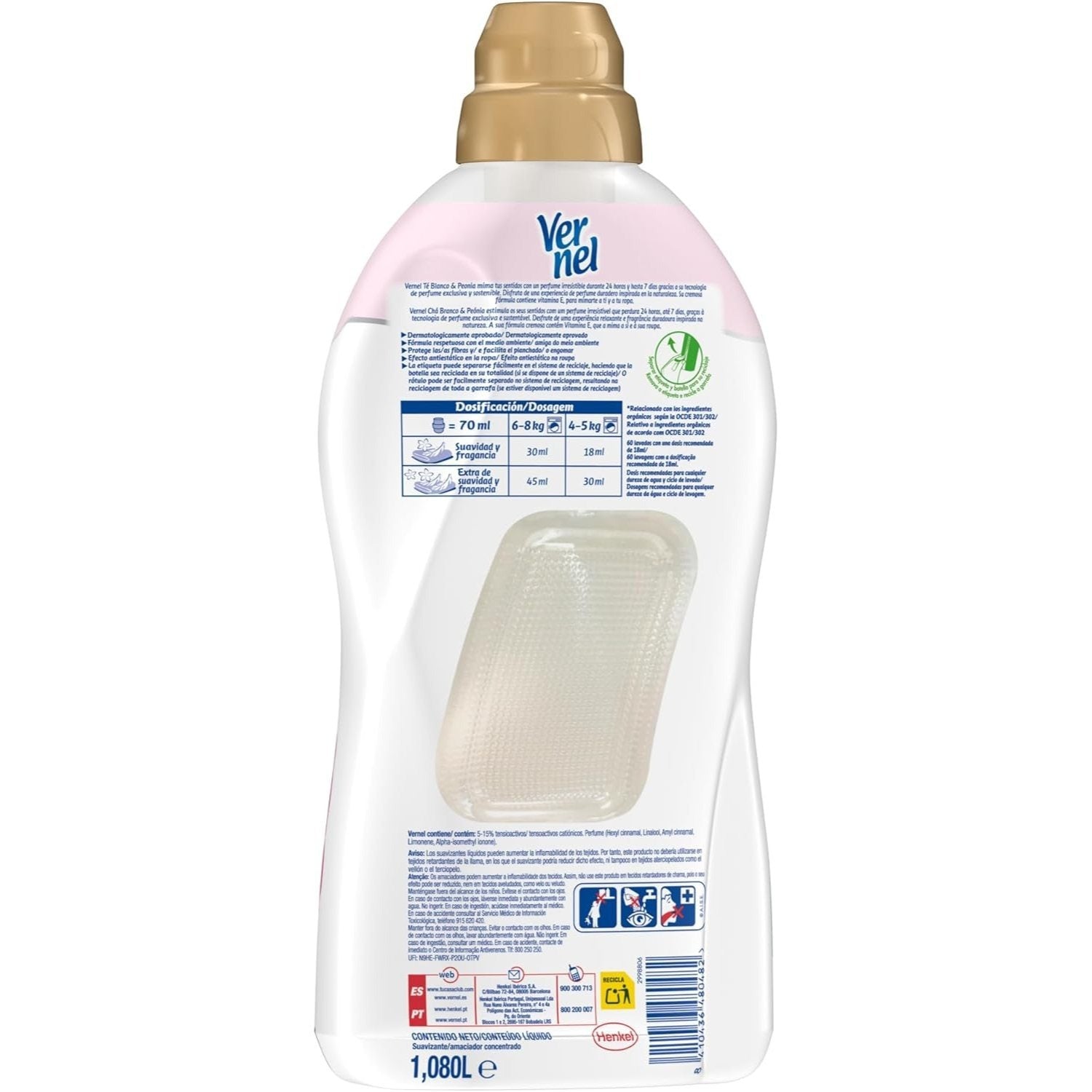 Paquete de 4 suavizantes de tela Vernel de aromaterapia para 4*60 lavados (Maldivas-Delicado, Lirio Irresistible, Té Blanco/Té) - Paquete de 4 suavizantes de tela Vernel de aromaterapia Cielo Azul para 4*55 lavados - Paquete de 4 suavizantes de tela Verne